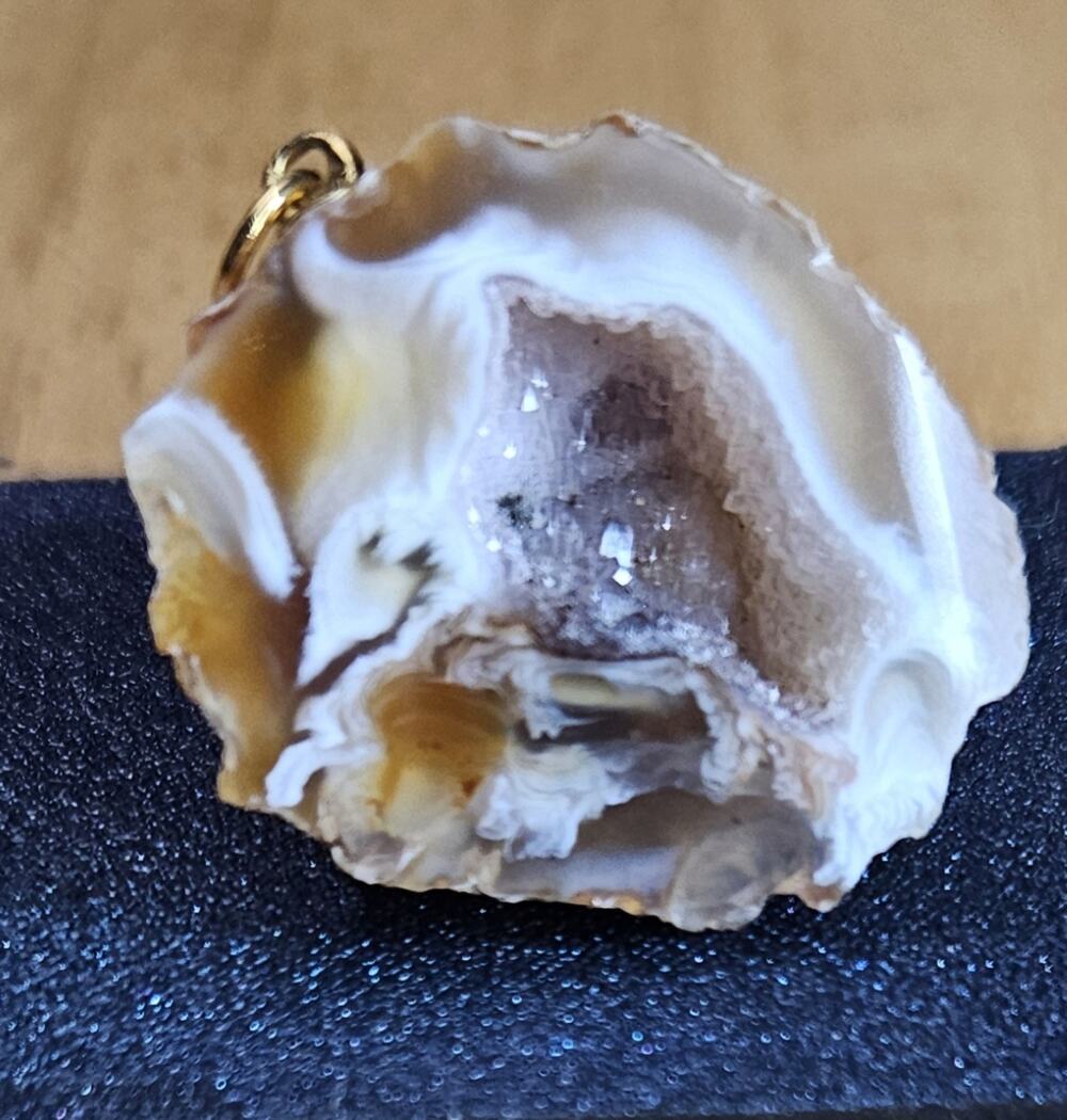 Vintage Slice Agate Druzzy gemstone Pendant